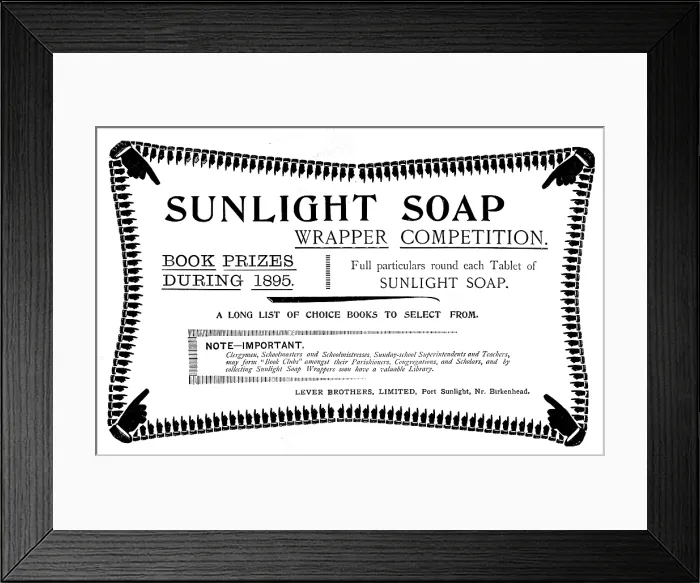 Framed Print : Advertisement for Sunlight Soap, 1895. Creator: Unknown Framed Print : Advertisement for Sunlight Soap, 1895. Creator: Unknown