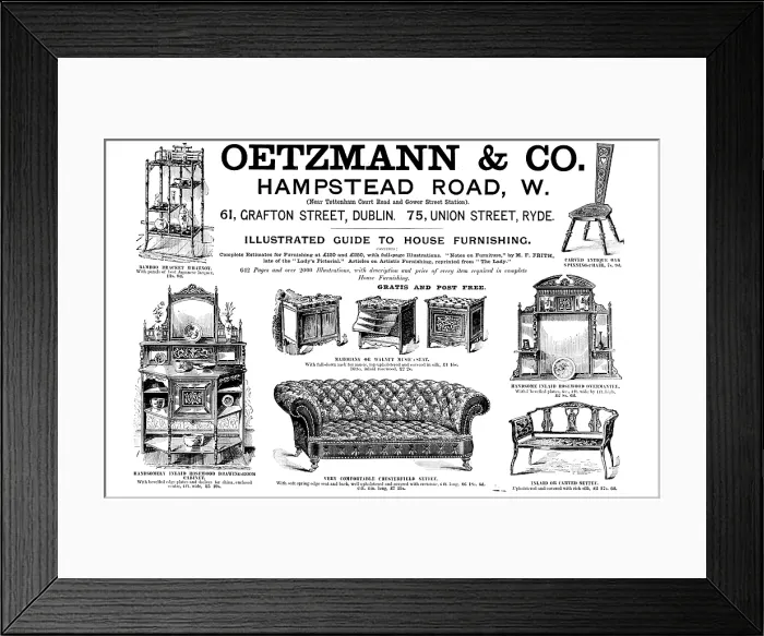 Framed Print : Advertisement for Oetzmann & Co. furniture, 1895. Creator: Unknown Framed Print : Advertisement for Oetzmann & Co. furniture, 1895. Creator: Unknown