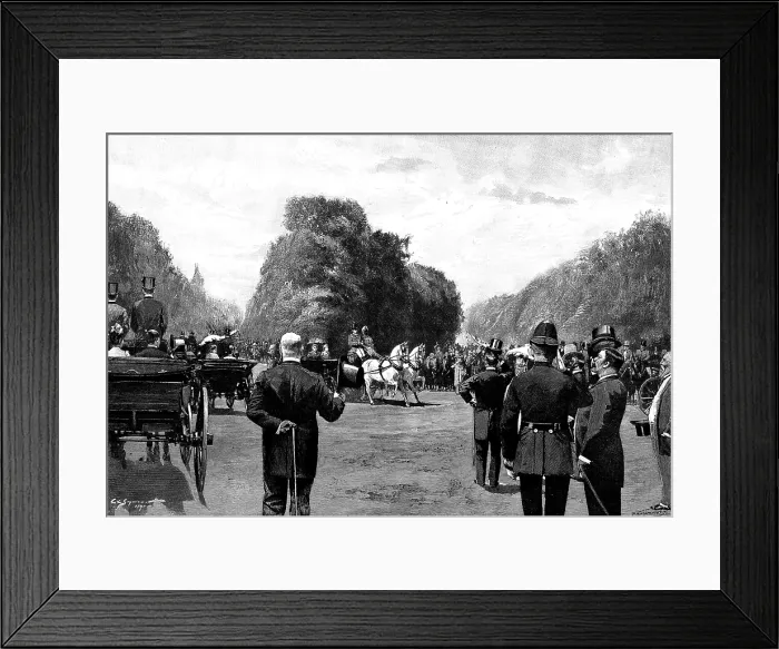 Framed Print : The London Season: in Hyde Park - waiting for the Shahzada, 1895. Creator: P Naumann Framed Print : The London Season: in Hyde Park - waiting for the Shahzada, 1895. Creator: P Naumann