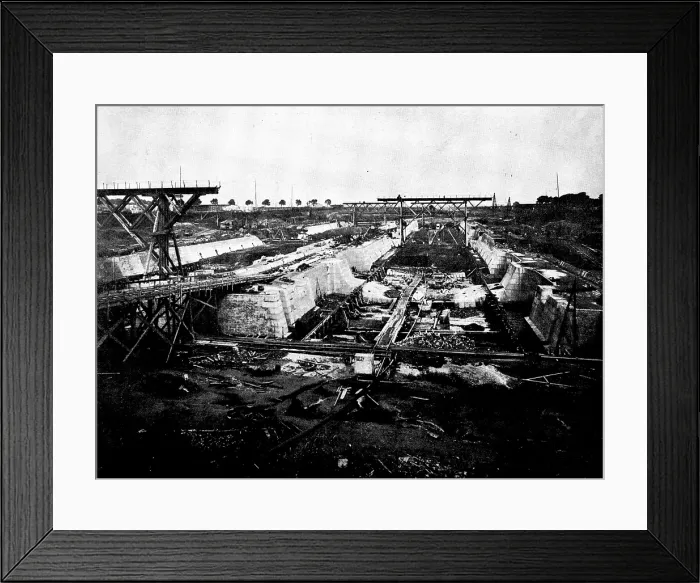 Framed Print : The Opening of the Baltic Canal: building the lock walls near Brunsbuttel, 1892, (1895). Creator: Unknown Framed Print : The Opening of the Baltic Canal: building the lock walls near Brunsbuttel, 1892, (1895). Creator: Unknown