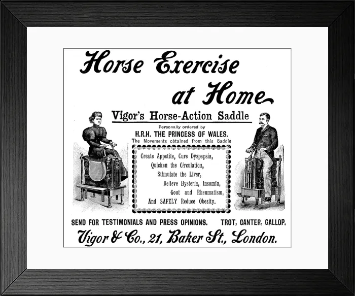 Framed Print : Advertisement for Vigor's Horse-Action Saddle, 1895. Creator: Unknown. Advertisement for Vigor's Horse-Action Saddle, 1895. Creator: Unknown Framed Print : Advertisement for Vigor's Horse-Action Saddle, 1895. Creator: Unknown. Advertisement for Vigor's Horse-Action Saddle, 1895. Creator: Unknown