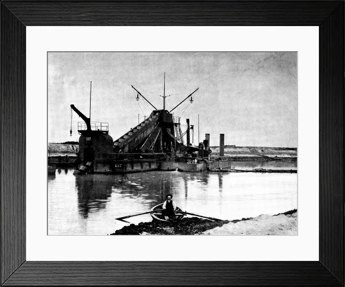 Framed Print : The Opening of the Baltic Canal: a floating dredge employed in deepening the canal, 1895. Creator: Unknown Framed Print : The Opening of the Baltic Canal: a floating dredge employed in deepening the canal, 1895. Creator: Unknown