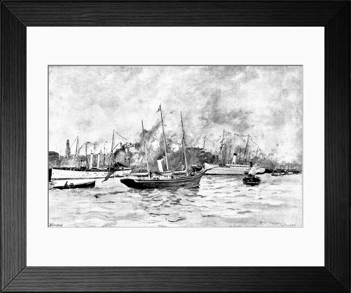 Framed Print : The Opening of the Baltic Canal: arrivals at Hamburg, 1895. Creator: George Meisenbach Framed Print : The Opening of the Baltic Canal: arrivals at Hamburg, 1895. Creator: George Meisenbach