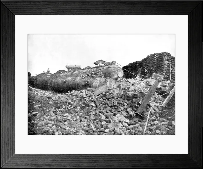 Framed Print : Boiler Explosion near Redcar: portion of a displaced boiler, 1895. Creator: Harold Hood Framed Print : Boiler Explosion near Redcar: portion of a displaced boiler, 1895. Creator: Harold Hood