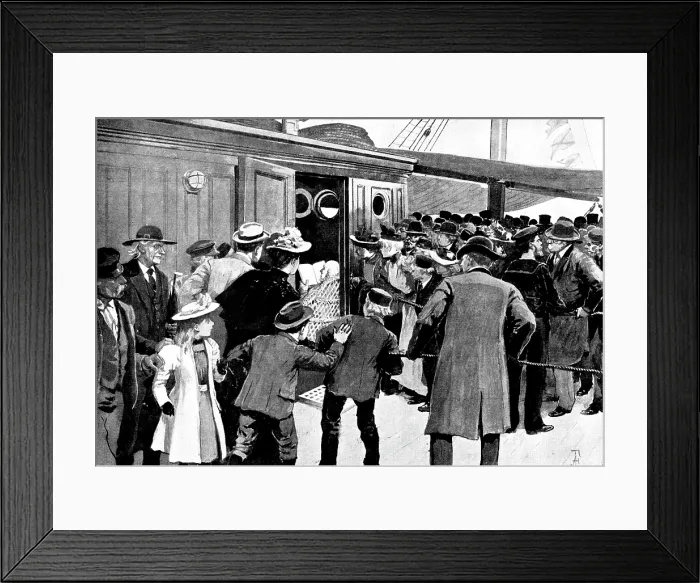 Framed Print : The Danes and the British Lion: sketch on board the 'Tantallon Castle' at Copenhagen, 1895. Creator: George Meisenbach Framed Print : The Danes and the British Lion: sketch on board the 'Tantallon Castle' at Copenhagen, 1895. Creator: George Meisenbach