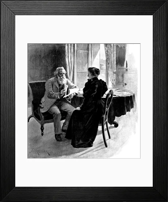 Framed Print : Adam Johnstone's Son: They went into the reading-room together and he shut the door, 1895 Framed Print : Adam Johnstone's Son: They went into the reading-room together and he shut the door, 1895