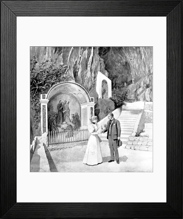 Framed Print : Adam Johnstone's Son: Goodbye he said, holding out his hand, and trying hard to smile a little, 1895 Creator: George Meisenbach. Adam Johnstone's Son: Goodbye he said Framed Print : Adam Johnstone's Son: Goodbye he said, holding out his hand, and trying hard to smile a little, 1895 Creator: George Meisenbach. Adam Johnstone's Son: Goodbye he said