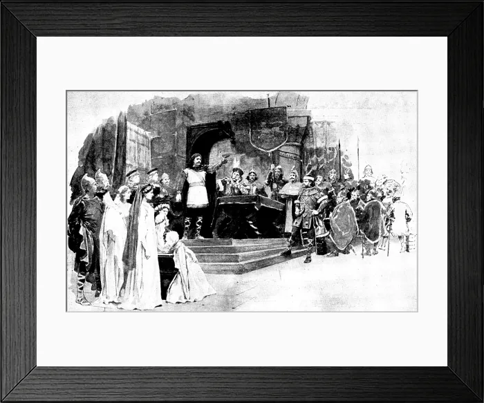 Framed Print : Mr. Cowen's new opera, 'Harold': Duke William - Thanks for thy song, fair lady... 1895. Creator: George Meisenbach. Mr Framed Print : Mr. Cowen's new opera, 'Harold': Duke William - Thanks for thy song, fair lady... 1895. Creator: George Meisenbach. Mr