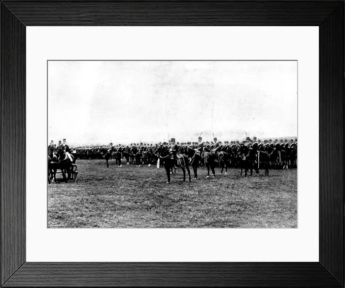 Framed Print : The Shahzada's Visit: the Shahzada at Aldershot: 4th Hussars in line, 1895. Creator: Henry R Framed Print : The Shahzada's Visit: the Shahzada at Aldershot: 4th Hussars in line, 1895. Creator: Henry R