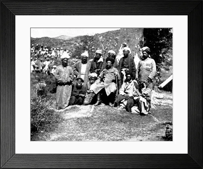 Framed Print : The Chitral Campaign: Sher Afzul and his attendants, 1895. Creator: Unknown Framed Print : The Chitral Campaign: Sher Afzul and his attendants, 1895. Creator: Unknown