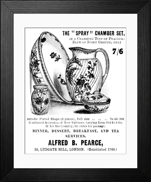 Framed Print : Advertisement for Alfred B. Pearce's chinaware, 1895. Creator: Unknown. Advertisement for Alfred B. Pearce's chinaware, 1895. Creator: Unknown Framed Print : Advertisement for Alfred B. Pearce's chinaware, 1895. Creator: Unknown. Advertisement for Alfred B. Pearce's chinaware, 1895. Creator: Unknown