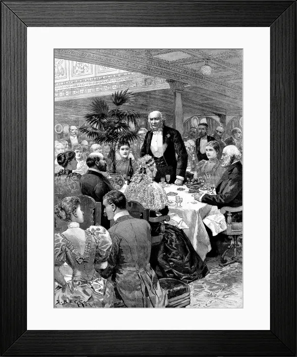 Framed Print : Opening of the Kaiser Wilhelm Canal...: Mr. Gladstone...on board the 'Tantallon Castle', 1895. Creator: P Naumann Framed Print : Opening of the Kaiser Wilhelm Canal...: Mr. Gladstone...on board the 'Tantallon Castle', 1895. Creator: P Naumann