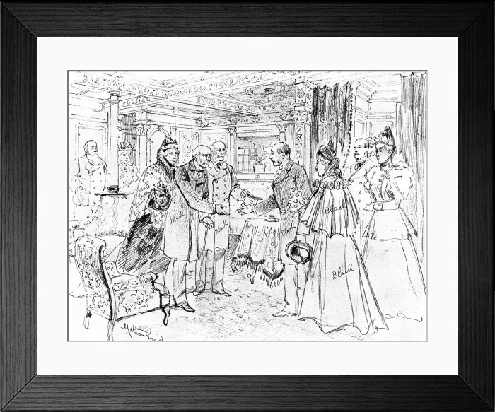 Framed Print : Opening of the Kaiser Wilhelm Canal...: Mr. Gladstone...meeting the King of Denmark... 1895. Creator: Unknown Framed Print : Opening of the Kaiser Wilhelm Canal...: Mr. Gladstone...meeting the King of Denmark... 1895. Creator: Unknown