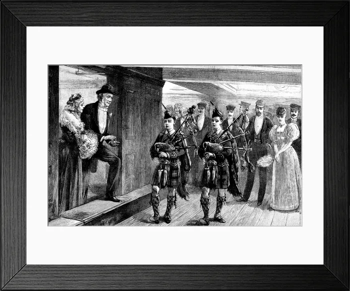Framed Print : Opening of the Kaiser Wilhelm Canal...: piping to dinner on board the 'Tantallon Castle', 1895. Creator: Unknown Framed Print : Opening of the Kaiser Wilhelm Canal...: piping to dinner on board the 'Tantallon Castle', 1895. Creator: Unknown