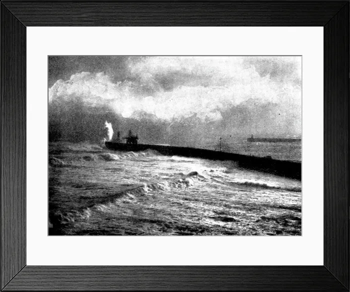 Framed Print : Tynemouth Jetty during the recent storm, 1898. Creator: Auty Framed Print : Tynemouth Jetty during the recent storm, 1898. Creator: Auty