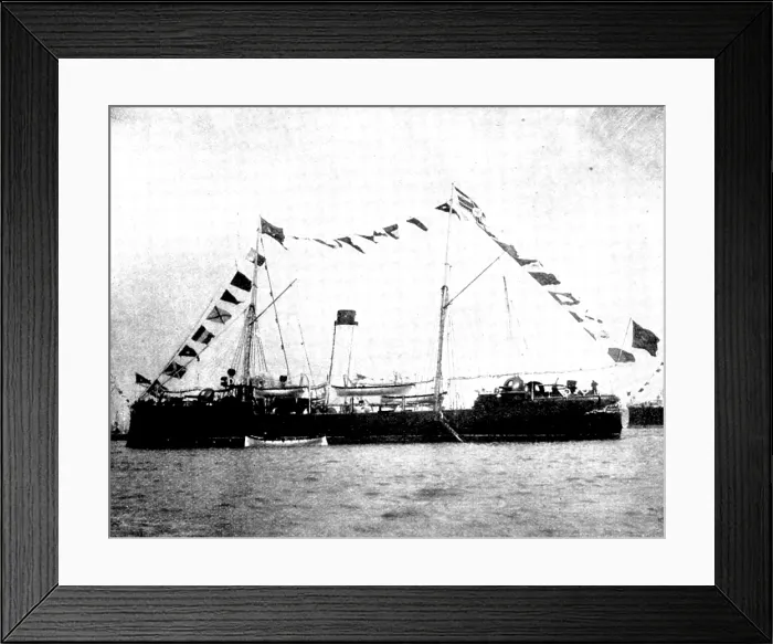 Framed Print : The Spanish-American War: Spanish war-ships - Marques de la Ensenada, third class cruiser, 1898. Creator: Symonds & Co Framed Print : The Spanish-American War: Spanish war-ships - Marques de la Ensenada, third class cruiser, 1898. Creator: Symonds & Co