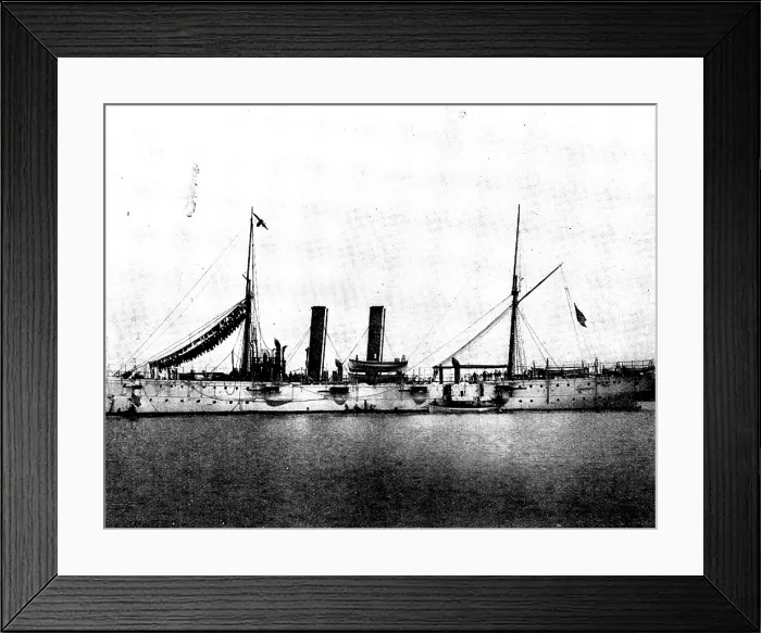 Framed Print : The Spanish-American War: US war-ships - Marblehead, twin-screw cruiser, 1898. Creator: Symonds & Co Framed Print : The Spanish-American War: US war-ships - Marblehead, twin-screw cruiser, 1898. Creator: Symonds & Co