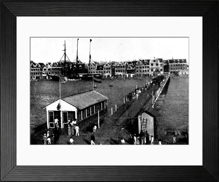 Framed Print : The Spanish-American War: drawbridge across the harbour, Willemstad, 1898. Creator: Unknown Framed Print : The Spanish-American War: drawbridge across the harbour, Willemstad, 1898. Creator: Unknown