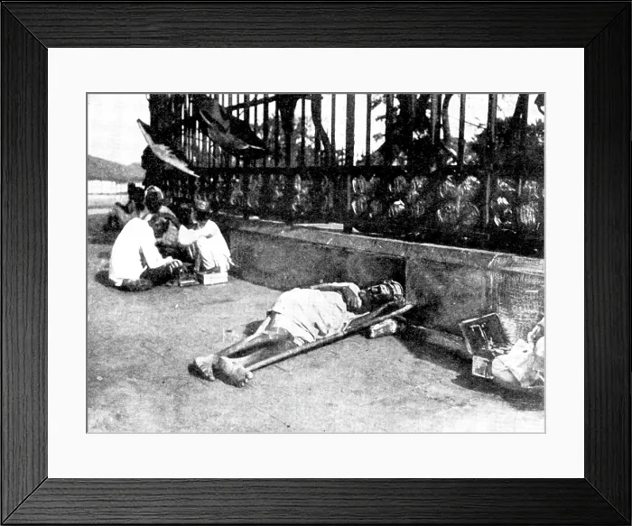 Framed Print : Scenes in Plague-Stricken Bombay: a wayside case, 1898. Creator: Gysi Framed Print : Scenes in Plague-Stricken Bombay: a wayside case, 1898. Creator: Gysi