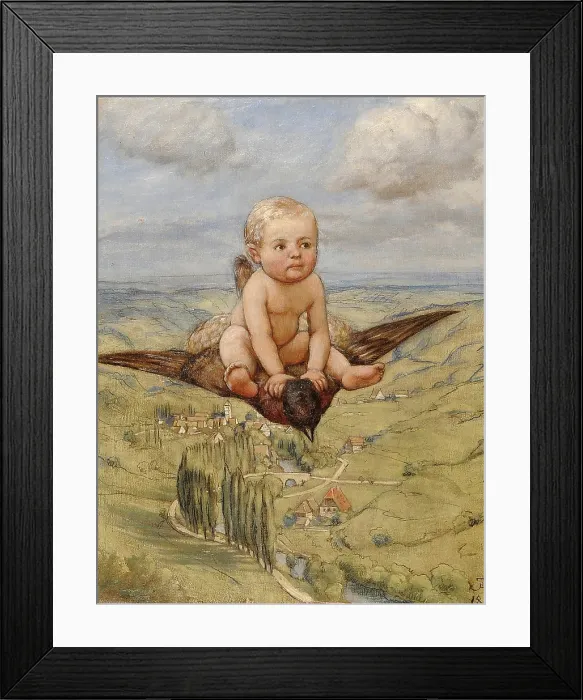 Framed Print : Riding on a Bird, 1885. Creator: Hans Thoma Framed Print : Riding on a Bird, 1885. Creator: Hans Thoma