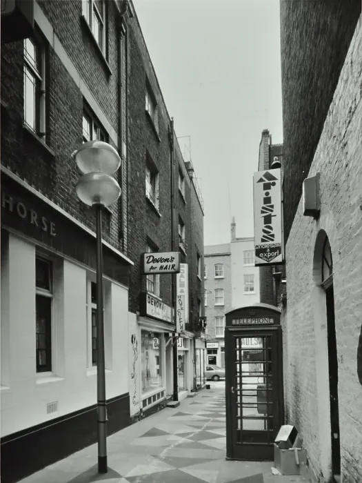 Framed Print : 1-2 Marlborough Court, Westminster LB, London: front elevations, telephone box, lamp post... 1975. Creator: Unknown Framed Print : 1-2 Marlborough Court, Westminster LB, London: front elevations, telephone box, lamp post... 1975. Creator: Unknown