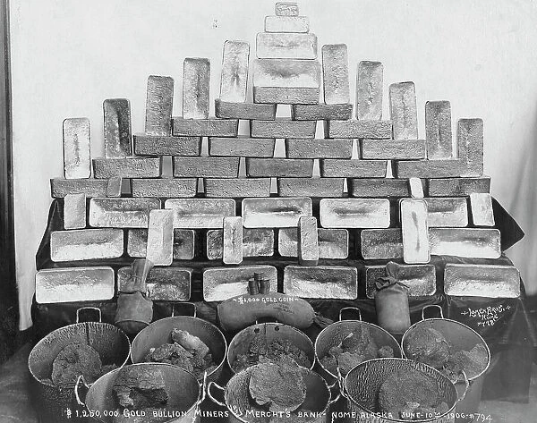 $1, 250, 000 in gold bullion at Miners and Merchants Bank, 1906. Creator: Lomen Brothers