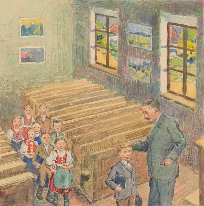 Framed Print : 1.- The Teacher with the Children in the Classroom, 1932. Creator: Gustav Mally Framed Print : 1.- The Teacher with the Children in the Classroom, 1932. Creator: Gustav Mally