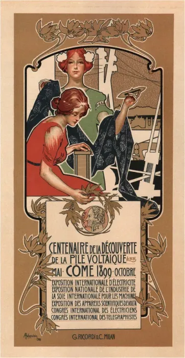 Framed Print : The 100th Anniversary of Voltas Discovery of the Electric Battery, 1898. Artist: Hohenstein, Adolfo (1854-1928) Framed Print : The 100th Anniversary of Voltas Discovery of the Electric Battery, 1898. Artist: Hohenstein, Adolfo (1854-1928)