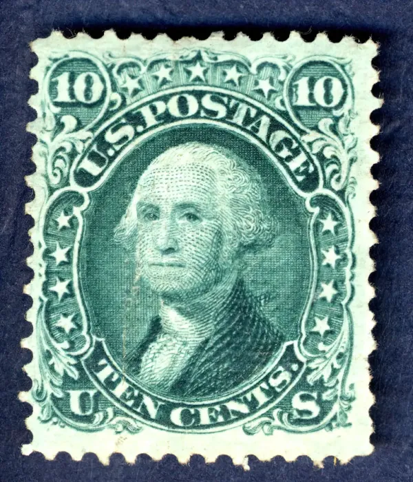 Framed Print : 10c Washington E Grill single, 1867. Creator: National Bank Note Company Framed Print : 10c Washington E Grill single, 1867. Creator: National Bank Note Company