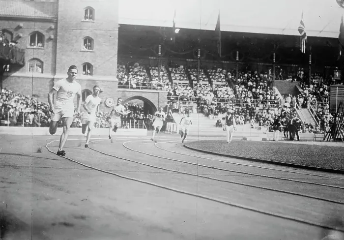 Framed Print : 110 metre race - Olympic Games - 1912, 1912. Creator: Bain News Service Framed Print : 110 metre race - Olympic Games - 1912, 1912. Creator: Bain News Service