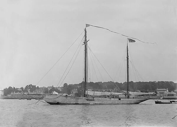 The 118 foot ketch Fidra at anchor, 1922. Creator: Kirk & Sons of Cowes