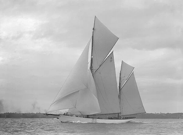 The 118 foot racing yacht Cariad, 1911. Creator: Kirk & Sons of Cowes