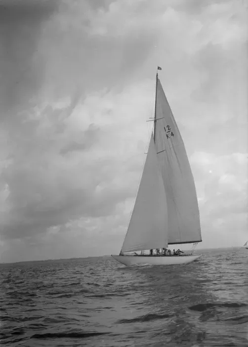 Framed Print : The 12 Metre bermuda rig sailing yacht Westra, 1936. Creator: Kirk & Sons of Cowes Framed Print : The 12 Metre bermuda rig sailing yacht Westra, 1936. Creator: Kirk & Sons of Cowes