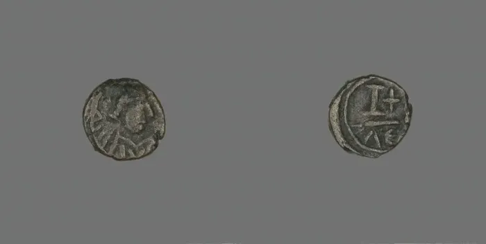 Framed Print : 12 Nummi (Coin) of a Byzantine Emperor, Roman Period, 6th century CE. Creator: Unknown Framed Print : 12 Nummi (Coin) of a Byzantine Emperor, Roman Period, 6th century CE. Creator: Unknown