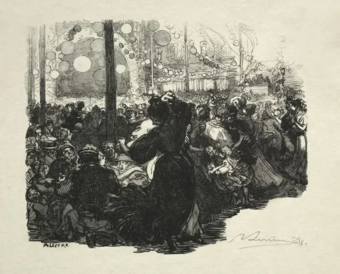 Framed Print : 14 Juillet, Rue de Belleville, 10 heures. Creator: Auguste Louis Lepere (French, 1849-1918) Framed Print : 14 Juillet, Rue de Belleville, 10 heures. Creator: Auguste Louis Lepere (French, 1849-1918)