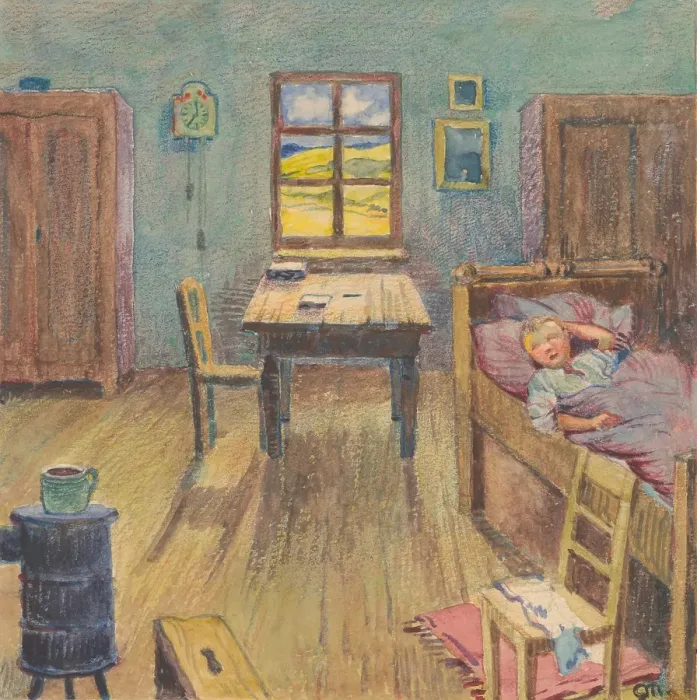 Framed Print : 15.- Early sleeper, 1932. Creator: Gustav Mally Framed Print : 15.- Early sleeper, 1932. Creator: Gustav Mally