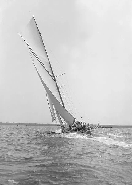 The 15-metre cutter Ostara sailing close-hauled, 1912. Creator: Kirk & Sons of Cowes