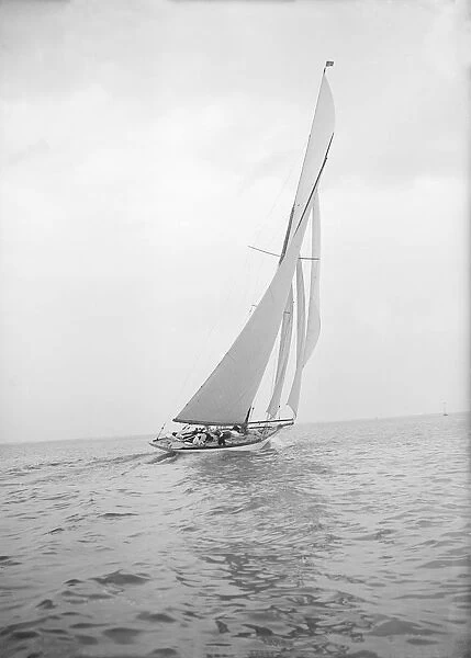 The 15 Metre Paula III sailing close-hauled, 1913. Creator: Kirk & Sons of Cowes