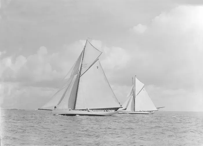 Framed Print : The 15 Metre sailng yachts Thanet and Cestrian race close-hauled, 1922. Creator Framed Print : The 15 Metre sailng yachts Thanet and Cestrian race close-hauled, 1922. Creator
