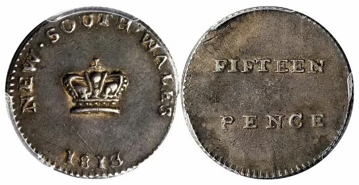 Framed Print : 15 Pence, George III, Dump, New South Wales, 1813. Creator: Numismatic, West European Coins Framed Print : 15 Pence, George III, Dump, New South Wales, 1813. Creator: Numismatic, West European Coins