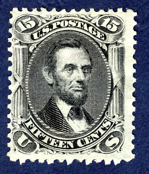 15c Abraham Lincoln E Grill single, 1867. Creator: National Bank Note Company