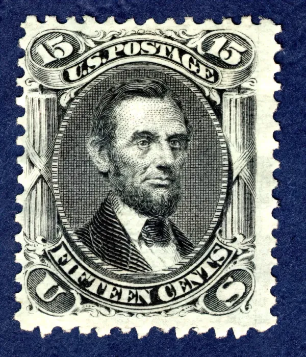 Framed Print : 15c Abraham Lincoln E Grill single, 1867. Creator: National Bank Note Company Framed Print : 15c Abraham Lincoln E Grill single, 1867. Creator: National Bank Note Company