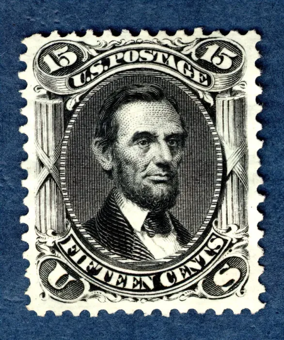 Framed Print : 15c Abraham Lincoln re-issue single, 1875. Creator: National Bank Note Company