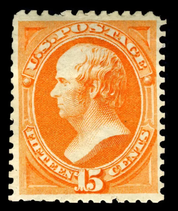 Framed Print : 15c Daniel Webster special printing single, 1875. Creator: Continental Bank Note Company Framed Print : 15c Daniel Webster special printing single, 1875. Creator: Continental Bank Note Company