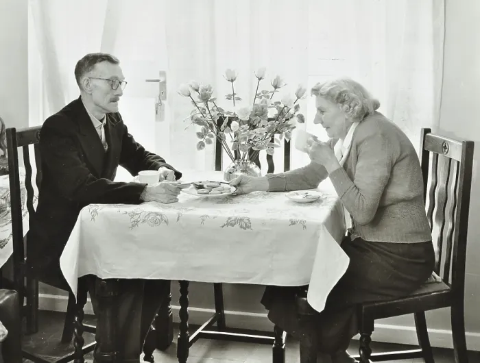 Framed Print : 16 Candy Street, Poplar, London: elderly couple in a new flat, 1962. Creator: Unknown Framed Print : 16 Candy Street, Poplar, London: elderly couple in a new flat, 1962. Creator: Unknown