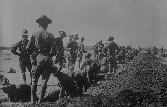 Framed Print : 16th Inf. Intrenching at Colonia Dublan, between c1915 and c1920. Creator: Bain News Service Framed Print : 16th Inf. Intrenching at Colonia Dublan, between c1915 and c1920. Creator: Bain News Service