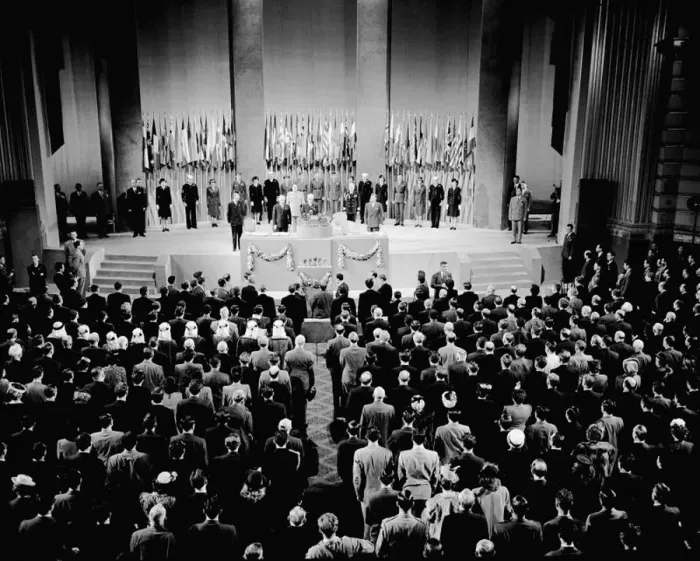 Framed Print : The 16th Plenary Assembly of the founding conference of the United Nations at the Opera House of San Artist: Anonymous Framed Print : The 16th Plenary Assembly of the founding conference of the United Nations at the Opera House of San Artist: Anonymous