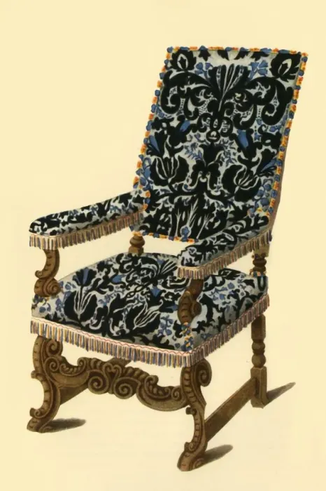 Framed Print : 17th century chair with raised velvet fabric, 1836, (1946). Creator: Henry Shaw Framed Print : 17th century chair with raised velvet fabric, 1836, (1946). Creator: Henry Shaw