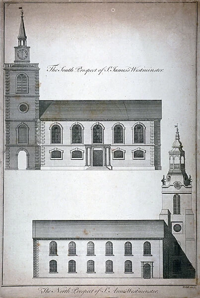Two 17th century London churches, c1750. Artist