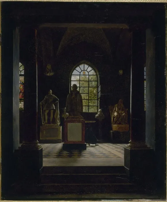 Framed Print : The 17th century room at the museum of French monuments, c1816. Creator: Leon Mathieu Cochereau Framed Print : The 17th century room at the museum of French monuments, c1816. Creator: Leon Mathieu Cochereau